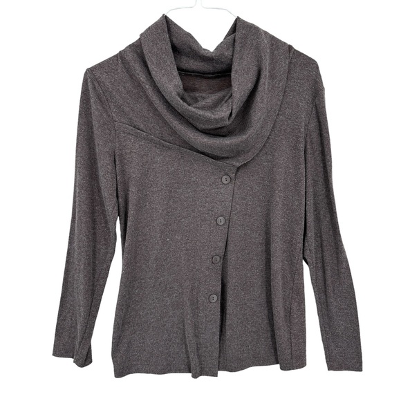 SOFT SURROUNDINGS Sweater Cowl Neck Asymmetrical Buttons Purple - Picture 1 of 7